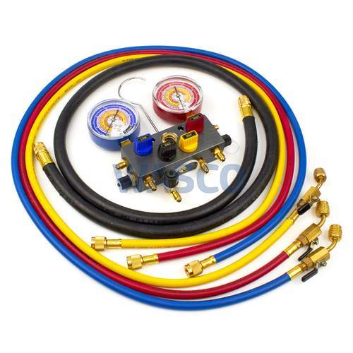 Mastercool 4-weg analoge manometerset (Bar / °C) in koffer