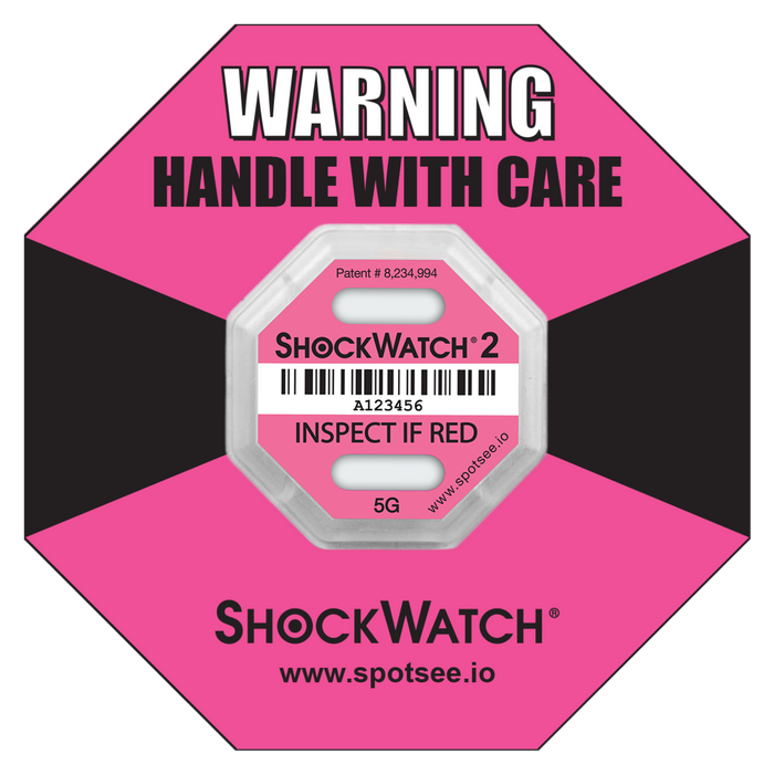 5G ShockWatch2 Indicator, serialized, incl. framing label (100 stuks)
