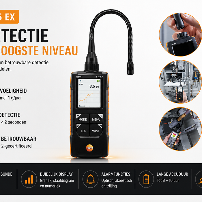 Testo 515 Ex Gas & Koelmiddel en Testo 515 Ex Gas: Lekdetectie voor Gas en Koudemiddelen met Hoge Nauwkeurigheid