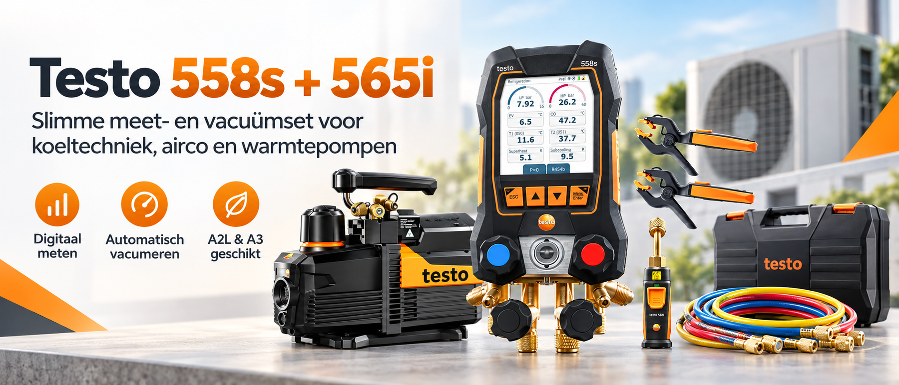 Testo 558s + Testo 565i 198L complete vacuümset voor airco en koudetechniek | Wat zijn de voordelen en voor wie is deze vacuümset geschikt?