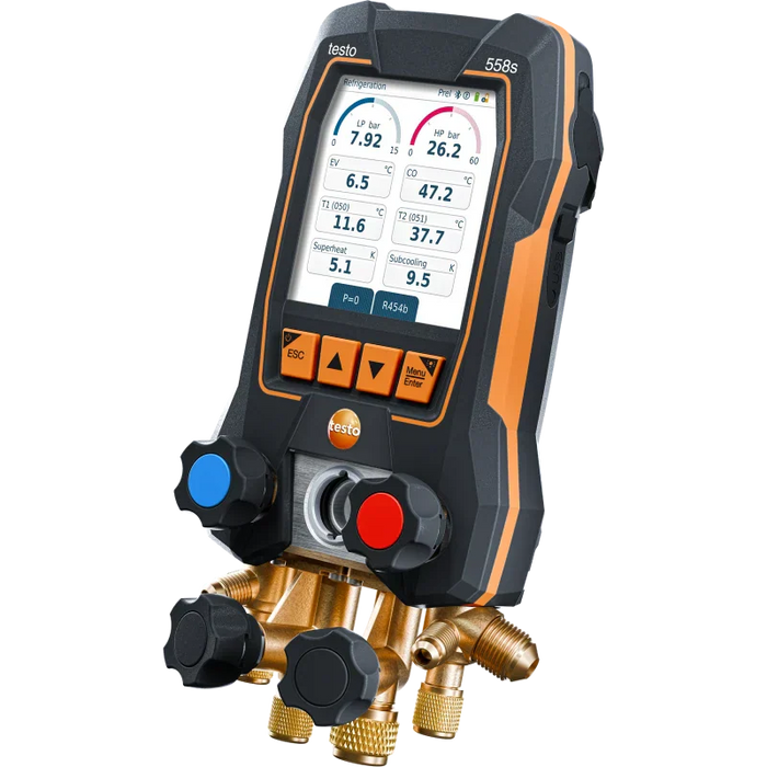Testo 558s set kopen - Smart vacuüm-set testo 558s - Slimme digitale manifold met draadloze temperatuur- en vacuümsondes en set van 4 vulslangen