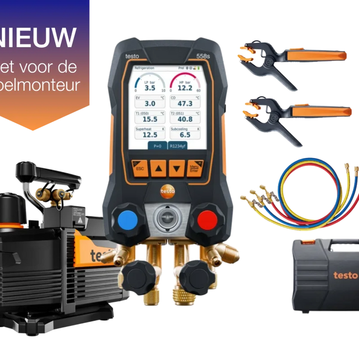 testo 558s & de krachtige Testo 565i vacuümpomp - Slimme set voor de koelmonteur