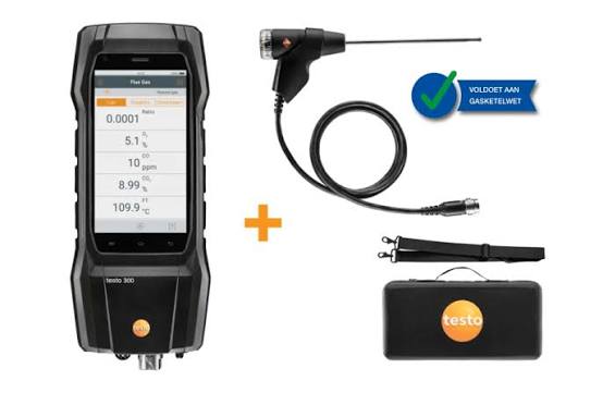 Testo 300 Black Edition set - Rookgasanalyser (O₂, CO H₂-gecompenseerd tot 8000 PPM